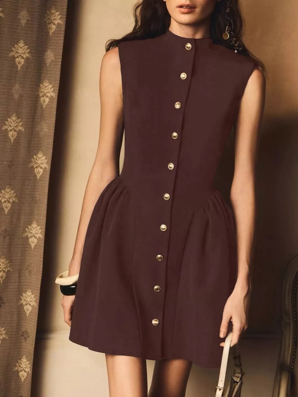 Sleeveless Button-Down A-Line Mini Dress